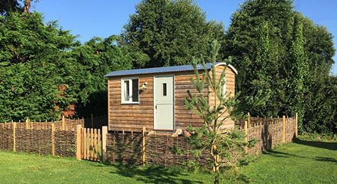 Shepherds hut at Grove Farm Holiday Barns in Catfield Norfolk.